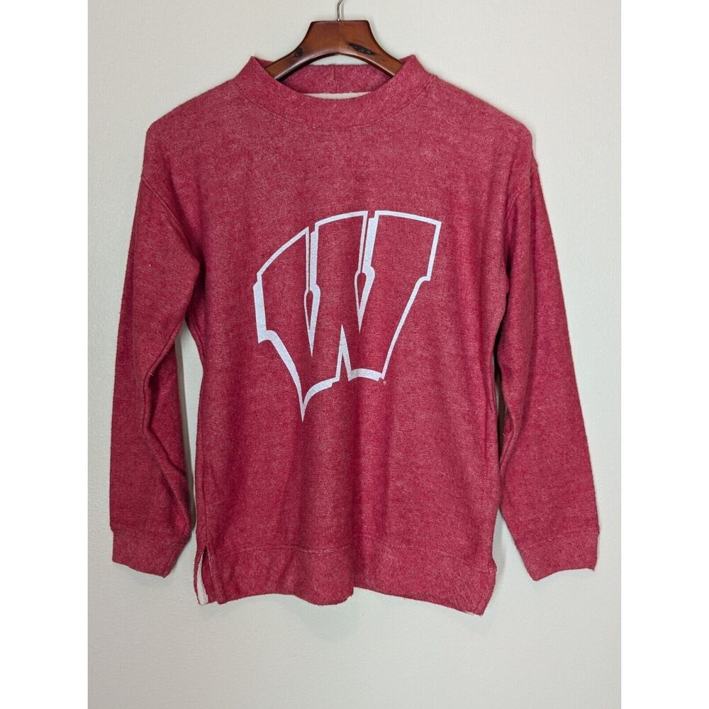 Women's Red Wisconsin Badgers Pullover Knit Sweater Size Small Side Slits